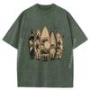 On Back Surfing Tropical Surfboards Surfboarder Surfer Streetwear Graphic Tees Mens Oversized Washed Shirt