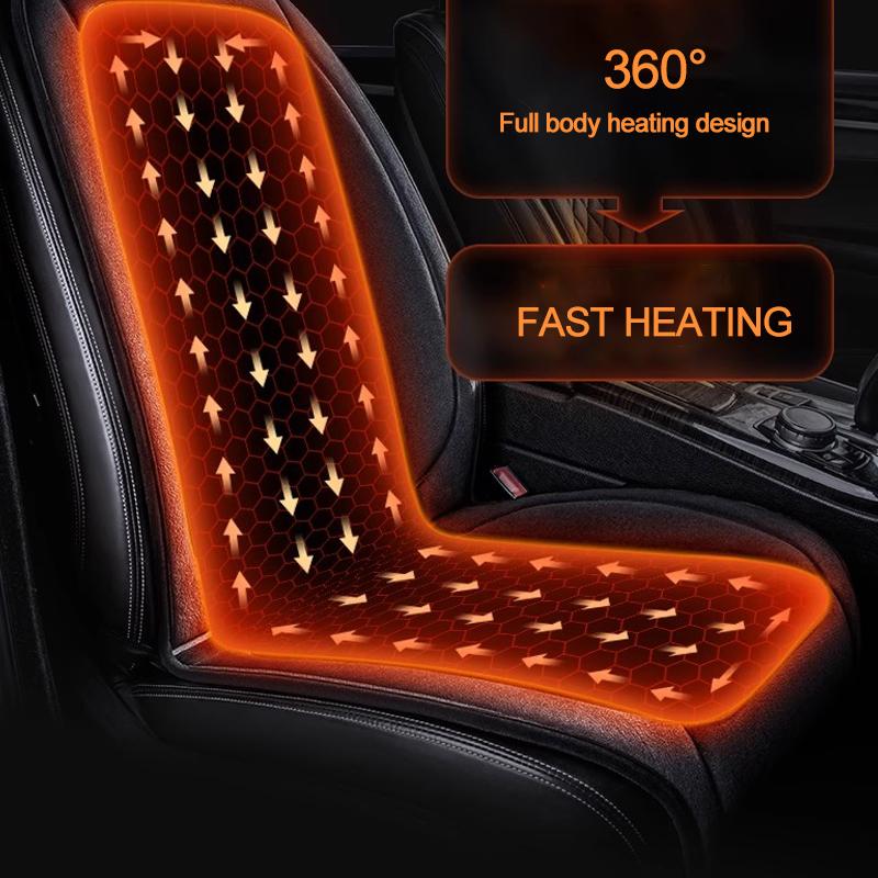 Flannel Heated Car Seat Cover 12V Expanded Area Heating Car Seat Prootector Universal Seat Pad Cushion Auto Interior Accessories