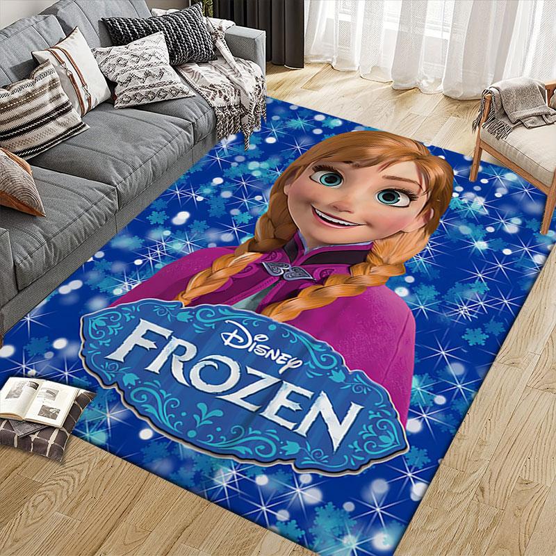 Elsa Queen cartoon pattern rug, Frozen theme, suitable for home, bedroom, bedside rug, and bathroom mat.