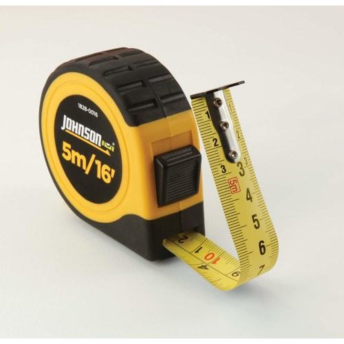 Johnson Level 5m Convex Tape Measure with Inch and Metric Scales, 1828-0016