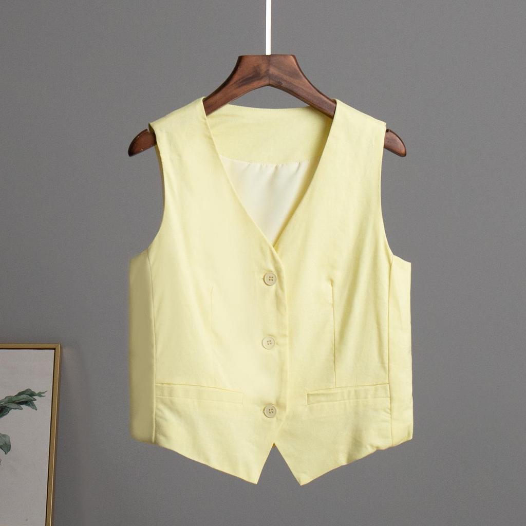 Kvinners Høst Vinter V-hals Dobbel Breasted Ensfarget Temperament Pendeldress Vest