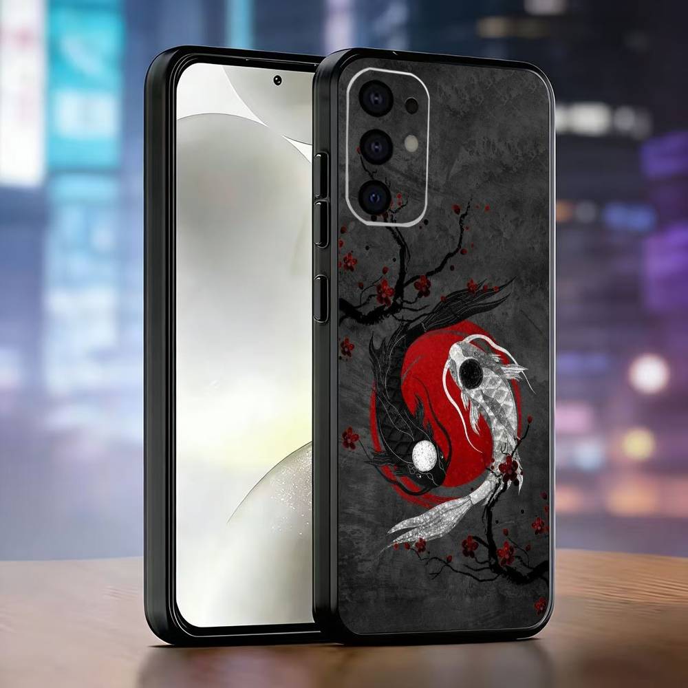 Japanese Art Dragon Yin Yang Phone Case For Samsung S25,S24,S21,S22,S23,S30,Ultra,S20,Plus,Fe,Soft Silicone Black Cover
