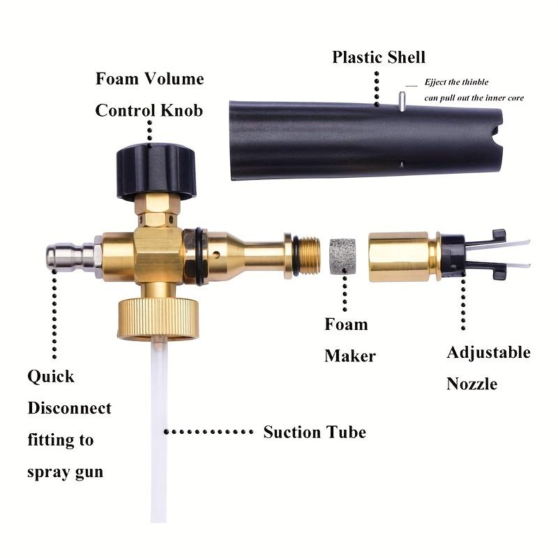 33.81 oz foam gun with 5-color nozzle tip and brass quick connector, with 1/4 quick plug, for car washing