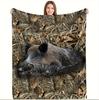 Wild Boar Animal Theme Art Blanket - Perfect Gift for Wildlife Lovers Soft Warm All-Season Throw for Sofa & TV Cozying
