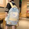 Blocked Cute Color Large Capacity Student Backpack With Pendant For Teens
