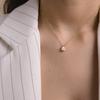 Wanxing Women's 18K Gold Plated Stainless Steel Necklace & Earrings Set with White Drop Zirconia, Light Luxury Jewelry Gift.