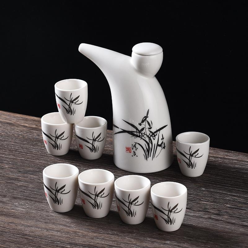 Ceramic Wine Set Half A Catty Small Wine Jug Wine Dispenser Baijiu Cup Yellow Wine Cup Chinese Sake Customization