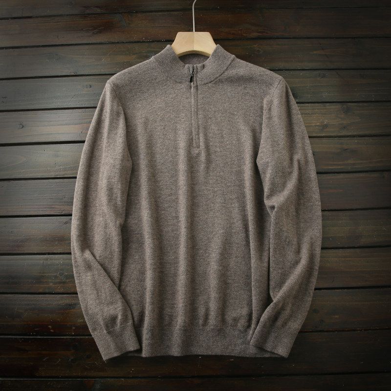 Great Product! 100/100% Wool! Foreign Trade Tail Goods Men's Autumn and Winter Clothing Warm Half Zipper Knit Sweater