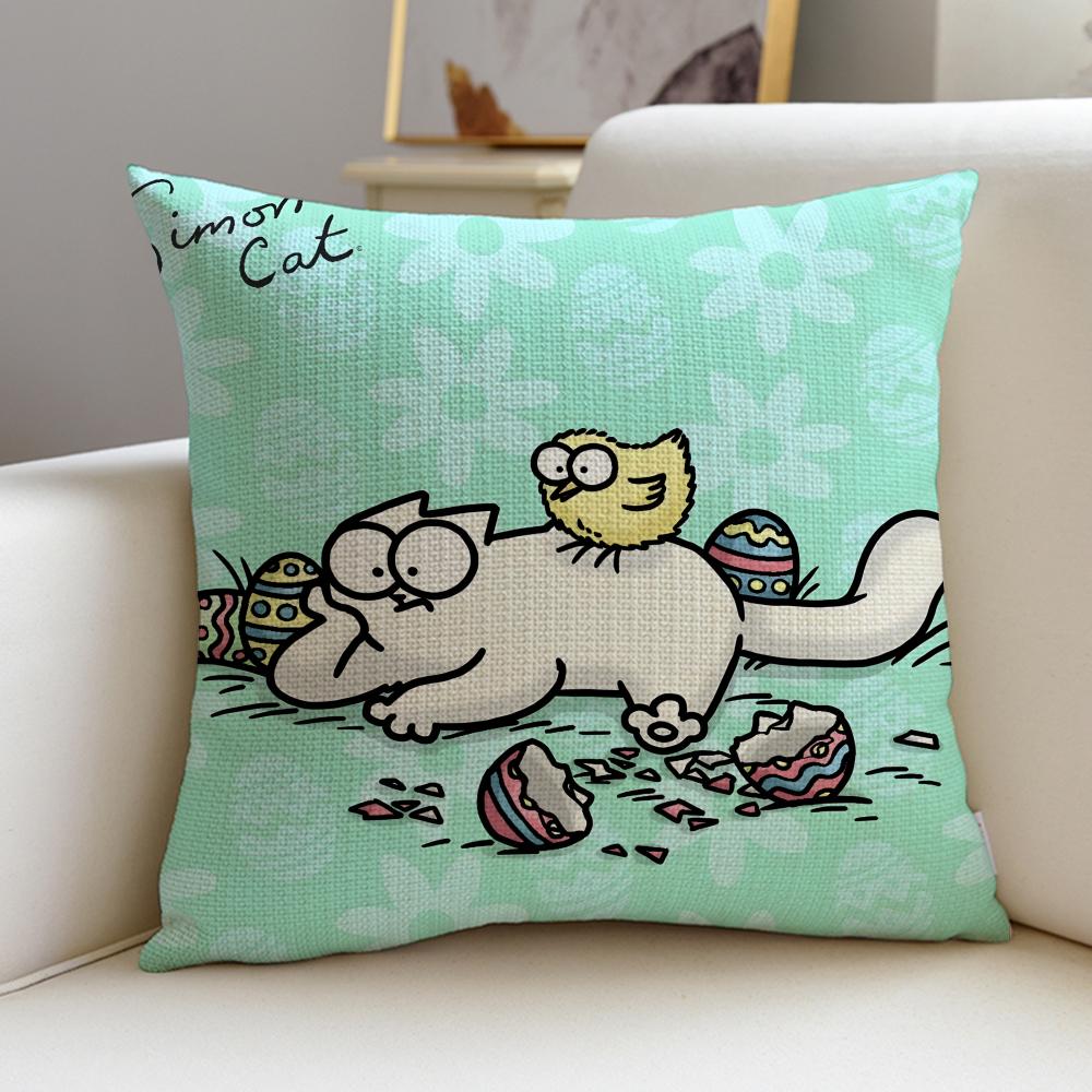 Funny SSimons CatS Cushion Cover Breathable and skinfriendly linen pillowcase square removable and washable cushion