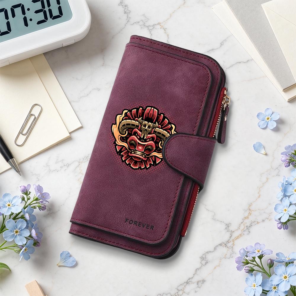 Stylish Tribal Pattern Long Wallet Portable PU Leather Card Holder Durable Daily Use Purse for Men Women
