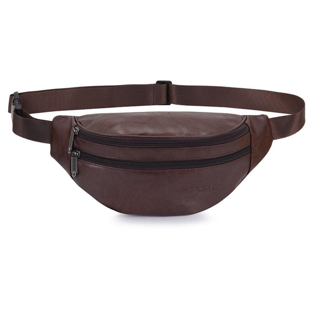 PU Leather Men's Waist Bag Large Capacity Casual Chest Bag Waist Fanny Pack Travel