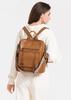 BUKESIYI Women's Mini Backpack, Large Capacity, Waterproof, PU Leather, Brown, JP78531