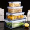 4Pcs Refrigerator Storage Box Food Containers Plastic Fresh-Keeping Box With Lid Portable Storage Box Kitchen Organization