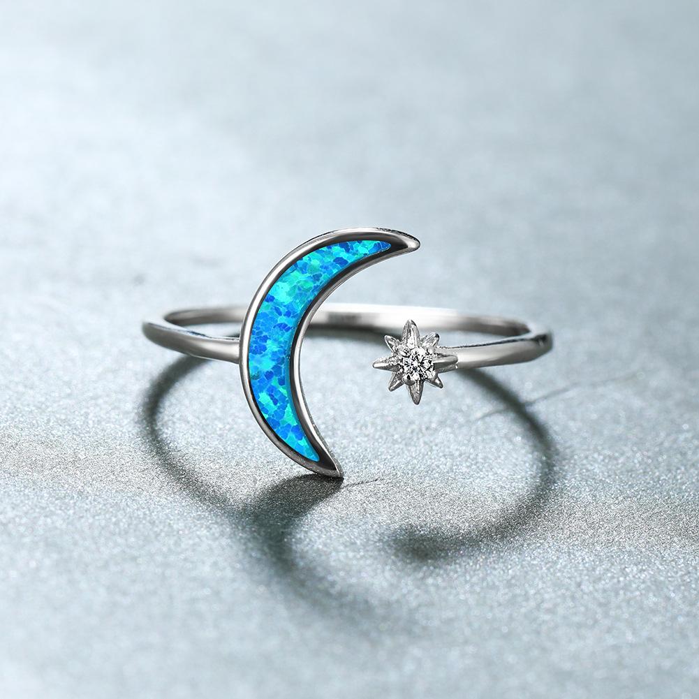 Simple Star Moon Open Ring Exquisite Lady Jewelry