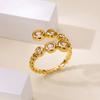 Pink Zircon Stainless Steel Ring for Women 18K Gold-plated Anti Fading Open Ring Wedding Jewelry Prom Accessories Christmas Gift