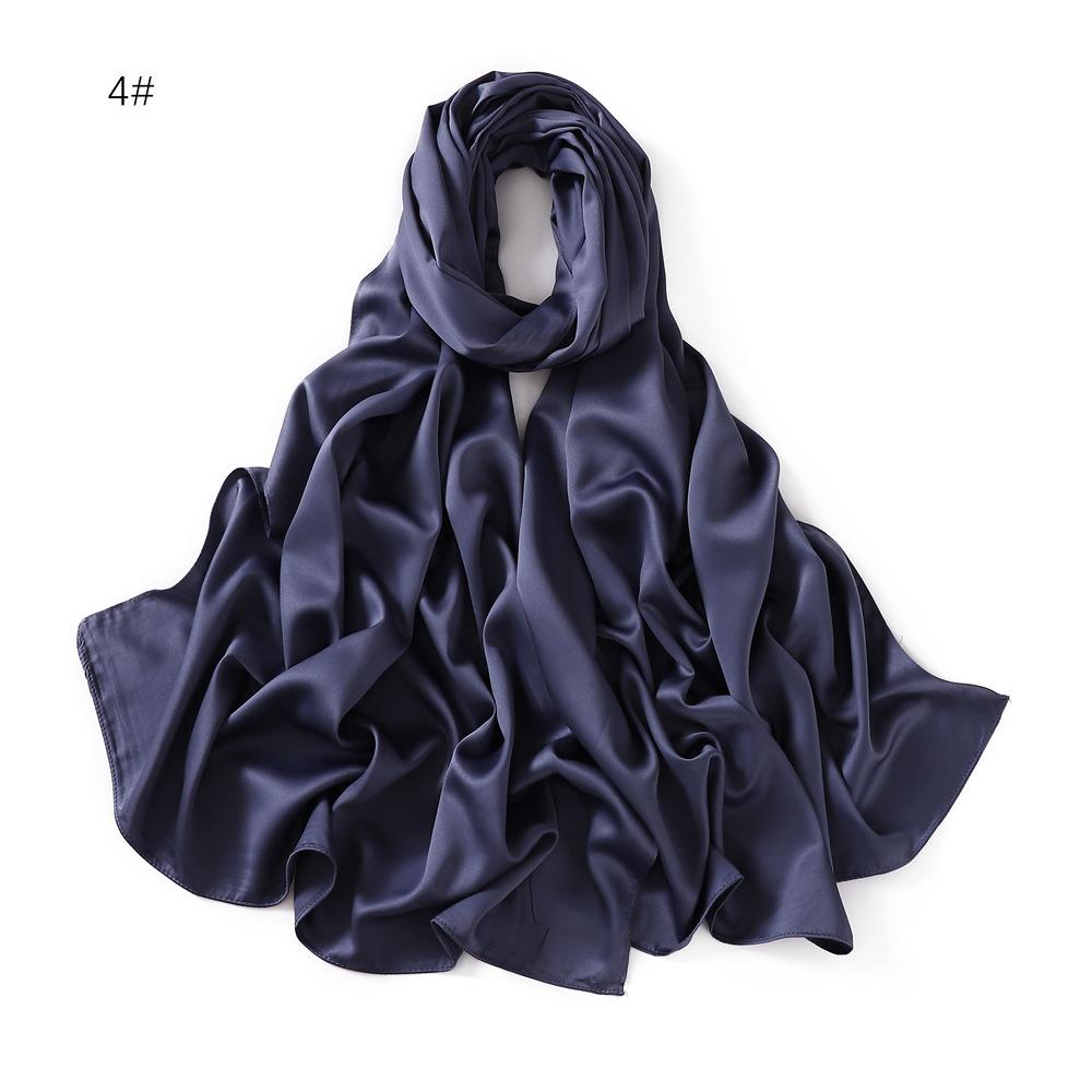 New Luxury Medine Silk Scarf For Women Muslim Plain Hijab Long Shawls Big Size Headscarf Wraps Islamic Turban Headband Bandana