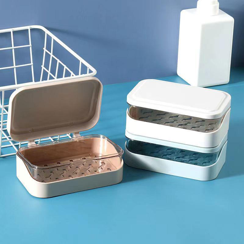 Portasapone da bagno con coperchio, contenitore per sapone in plastica per la casa, mantiene il sapone asciutto, portasapone da viaggio portatile, contenitore per sapone.