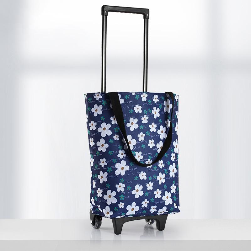 Тканевая сумка Сумка для покупок Сумка на тележке Выдвижная тележка с колесами Большая вместимость для рынка Супермаркет Удобная тележка для покупок