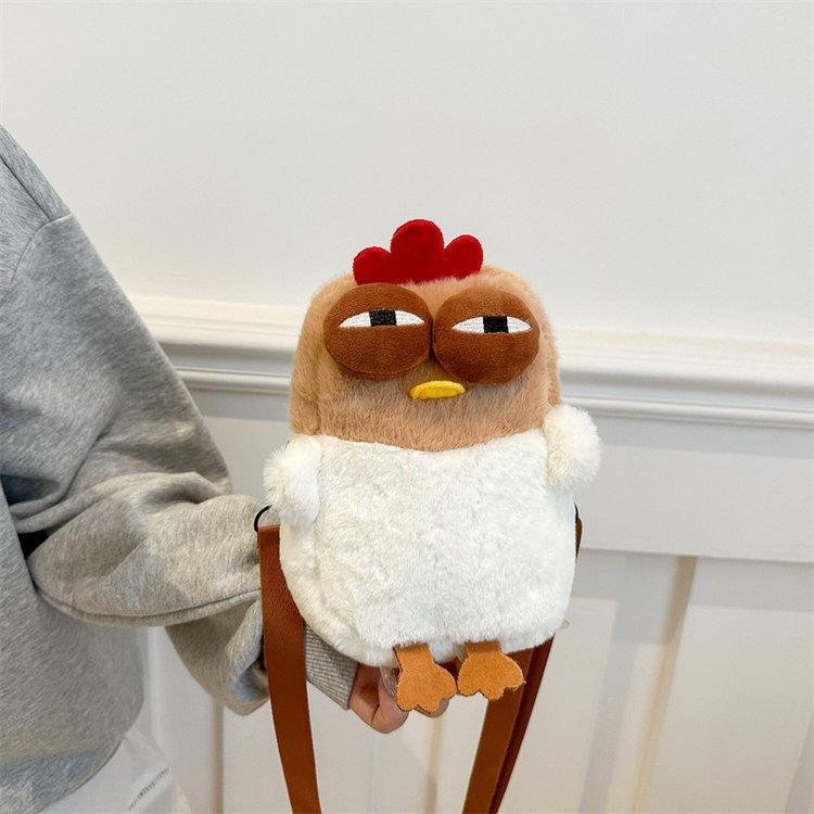 Cute Funny Fluffy Chicken Plush Bag Cartoon Doll Crossbody Shoulder Bag