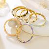 Colorful Enamel Flower Bangle Stainless Steel Bohemian Style Bracelet for Women Fashion Jewelry Gift (Openable)