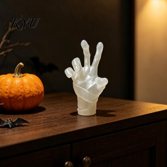 Luminous Zombie Palm Statue 3D Printed Glow in The Dark Mummy Hand Ornament, Spooky with Bandage, Fluorescent Ancient Tomb Decor Realistic Figurine