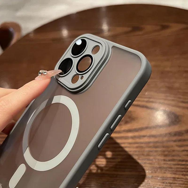 Luxury Matte Translucent Case For 17 16 15 14 Plus 13 12 18 Pro Max For Magsafe Magnetic Wireless Charge Shockproof Cover