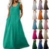 Sleeveless Long Maxi Dress for Women Casual Loose Fit Tank Style Summer Lightweight Flowy Sundress with Pockets
