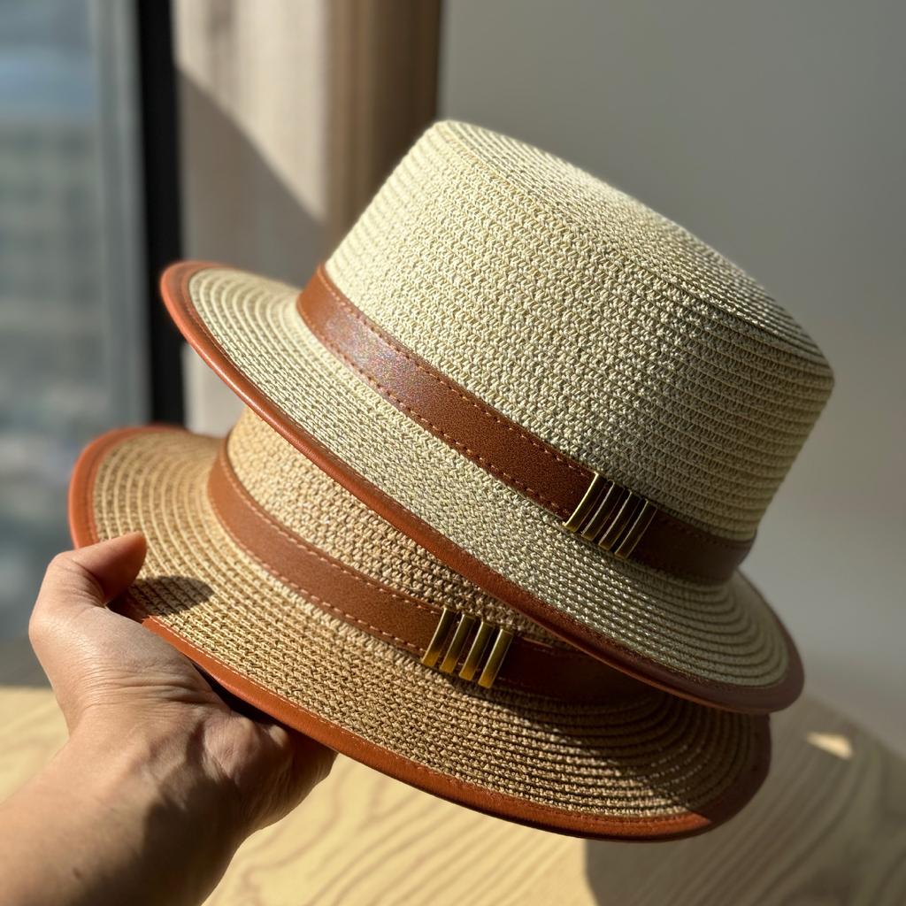 2026New British Retro Women's Flat-top Hat, Sun Protection Beach Hat, Fashionable Casual Black Jazz Hat