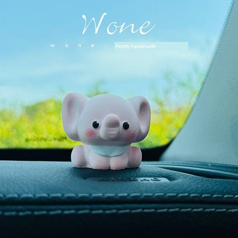 Car Perfume and Aromatherapy, Cute Pink and Blue Baby Elephant Car Dashboard Decoration, Diffuser Stone, Souvenir Gift Pink Elephant Ornament
