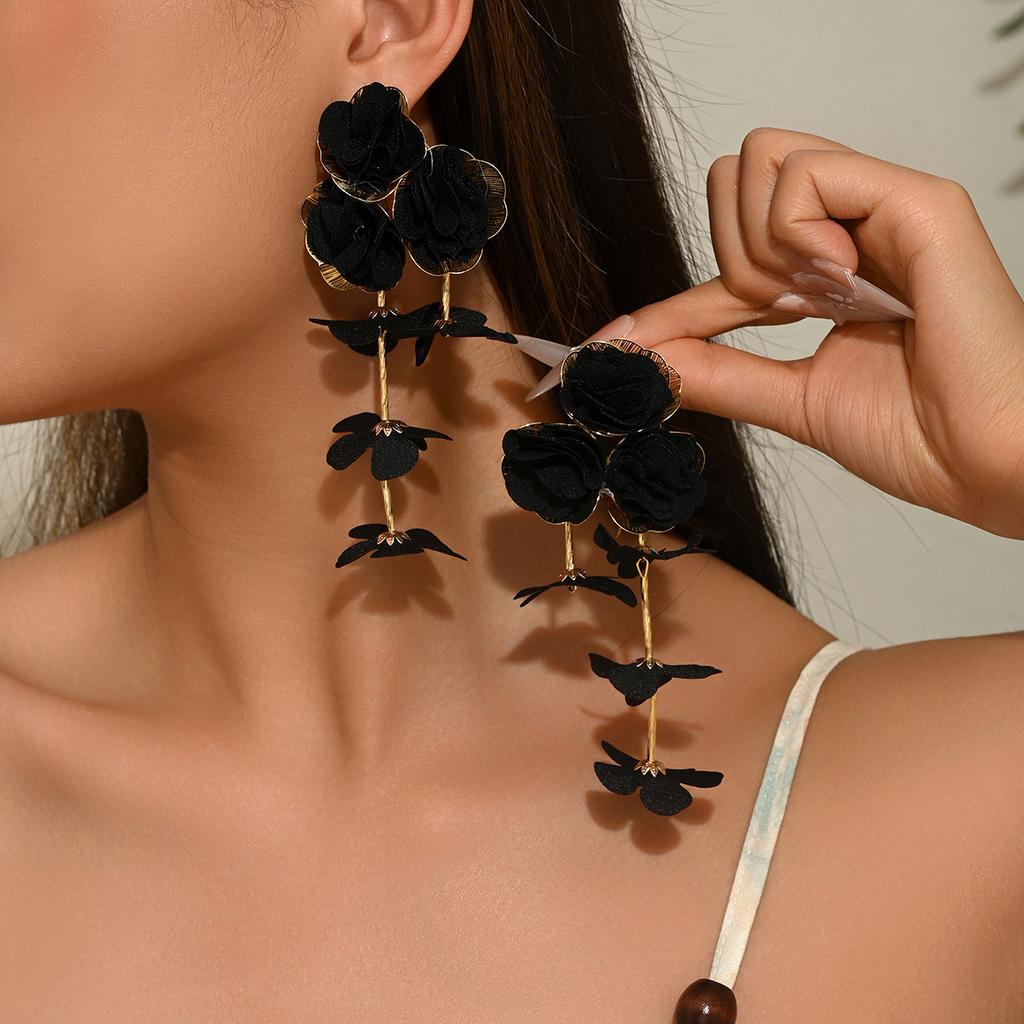 European and American Style Earrings, Chiffon Flower Multi-layer Niche Design Stud Earrings, Versatile High-end Earrings Women