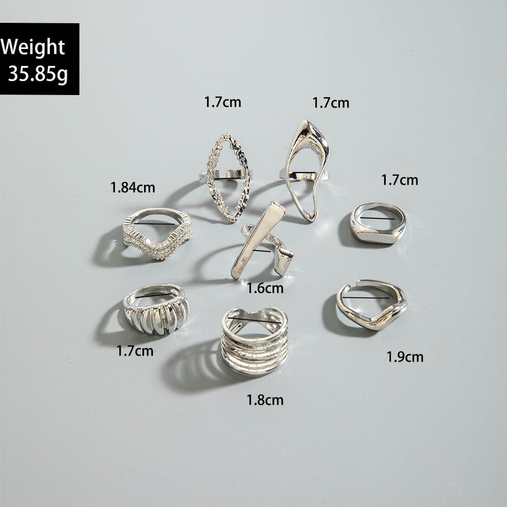 Fashionable irregular geometric openwork ring set design sense peach heart butterfly opening ring for women