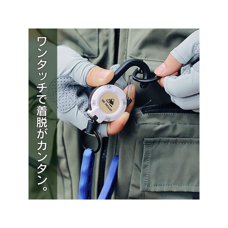 [Rise Japan] With Carabiner Reel Keychain Extend Maximum 62cm Wire Telescopic Reel Wire Key Chain Black