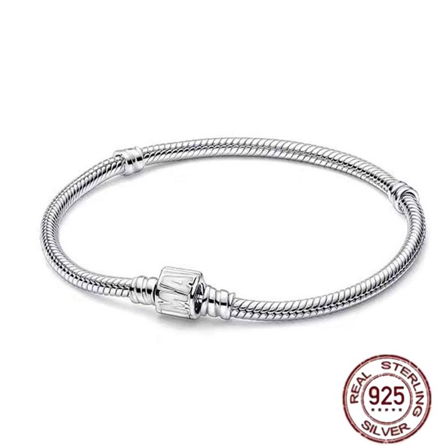 Best-selling 925 Sterling Silver Heart-shaped Crown Snake Bone Chain, Perfect for the Original DlY Bracelet! Ladies' Birthday Fa