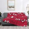 Red Japanese Cherry Blossom Pattern Blanket For Sofa Bed Travel Pattern Texture Chic Abstract Japan Japanese