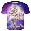 Summer Round Neck 3D Hindu Deities Graphic Print Top Fashionable Casual Short Sleeved Men's and Women's Unisex T-shirts