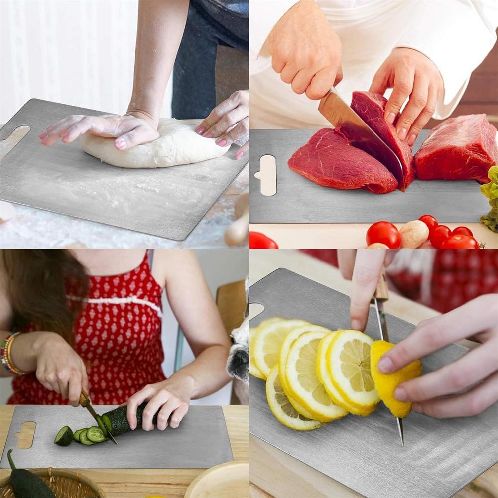 Titanium Cutting Boards for Kitchen Stainless Board Thickened Double Sided Food Grade Portable Fruits Vegetables Bread Cutting Board