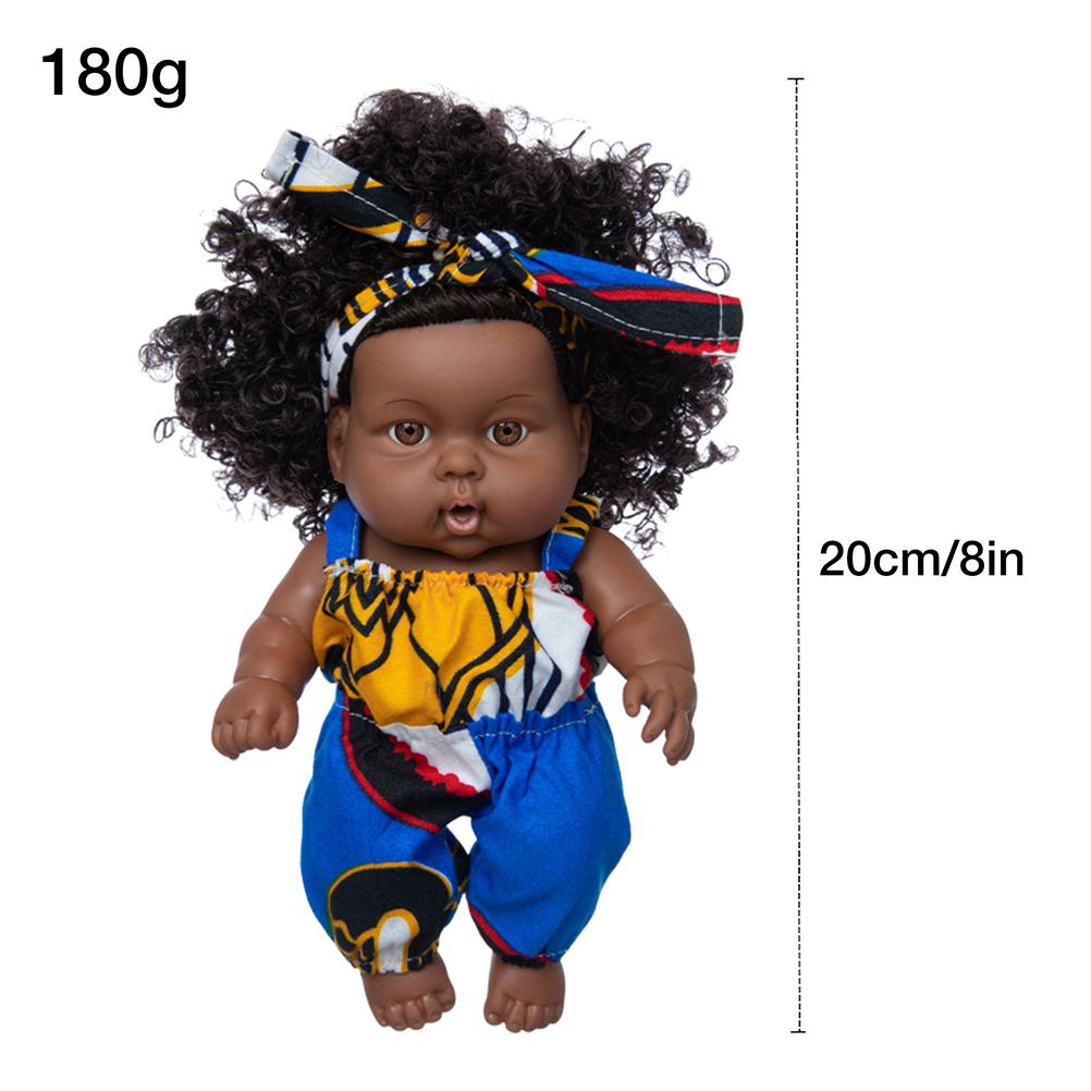 8 inch Black Dolls African Girl Dolls Lifelike Baby Play Doll for Kids Birthday Gift