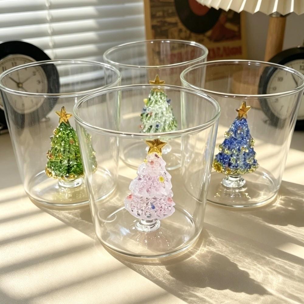 Heat-resistant 3D Christmas Tree Built-in Glass Cup Transparent Christmas Gift  Gift Giving