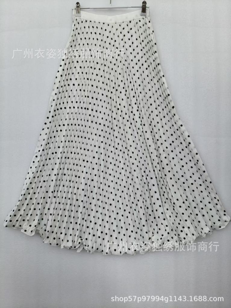 CM Summer South Africa North America Polka Dot Skirt Classic Versatile Skinny Pleated Skirt Long Skirt Women
