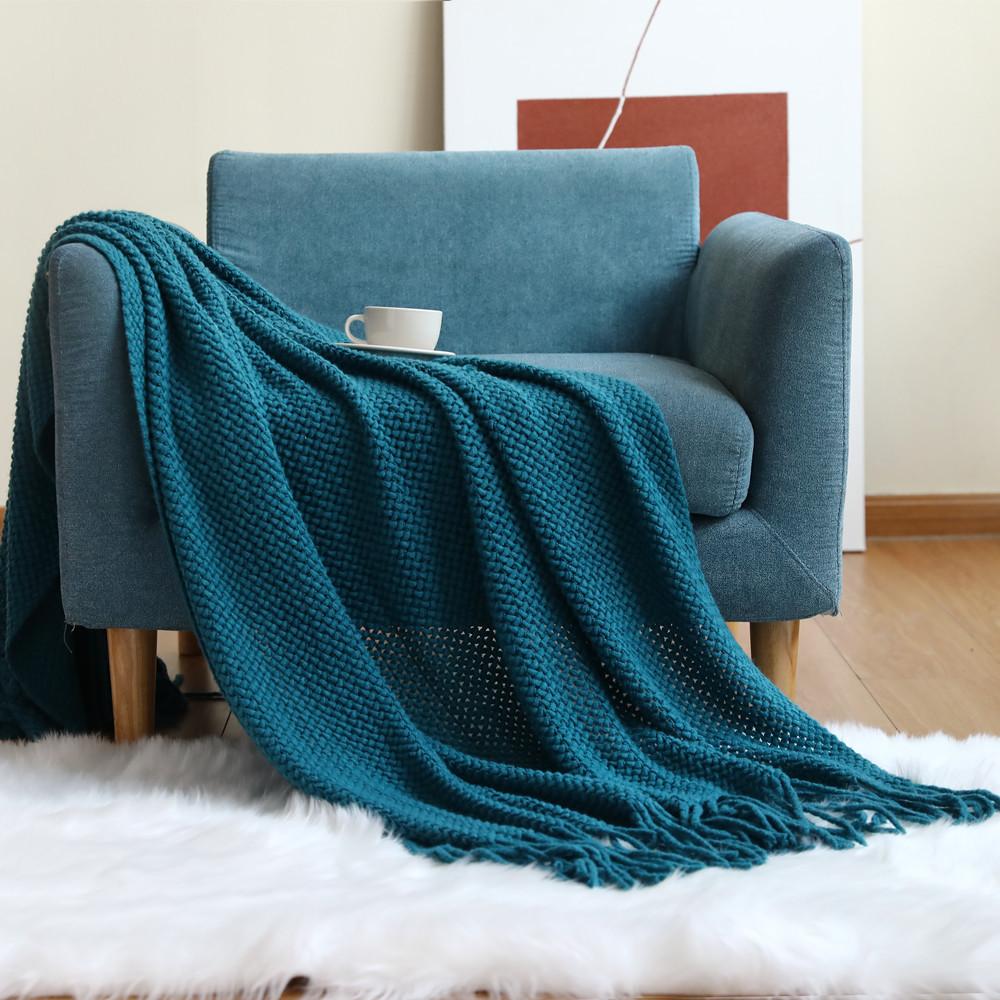 Knitted Throw Blanket for Couch Soft Farmhouse Boho Throw Blanket with Tassels Home Decorative Lightweight Throw Blankets,Throws for Bed/Chair/Sofa