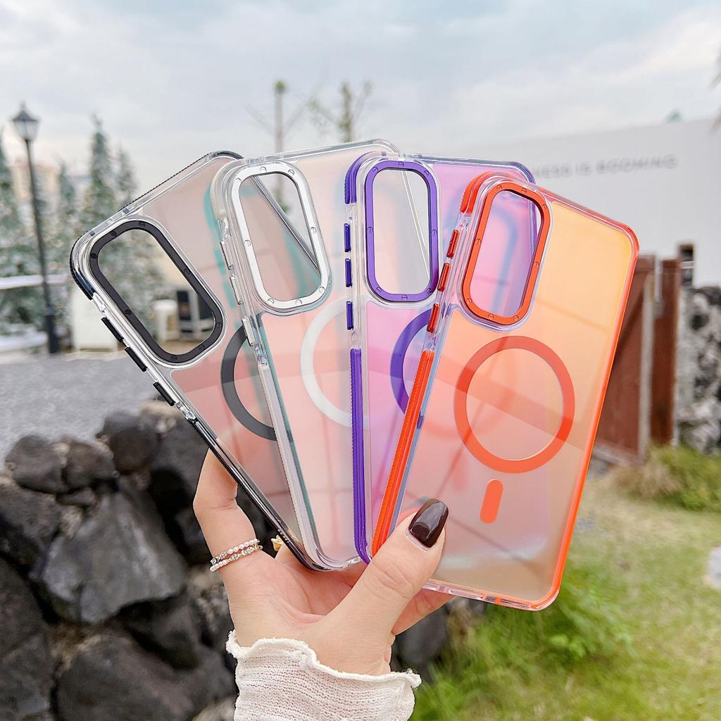 Suitable for Samsung A56 Mobile Phone Case Colorful Hardware Magnetic Absorption A55 A06 Full Inclusive Super Anti-fall