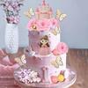 40 PCS Princess Cake Topper Castle Cake Decoration with Butterflies Artificial Flowers and Balls for Girls Kids Happy Birthday P