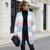 Women Plus Size Striped Color Block Open Front Knit Cardigan Sweater Coat