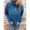 New Women's Autumn Winter Solid Color Casual Turtleneck Loose Knitted Button Pullover Sweater