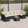 Garden Sofa Set with Storage 8 pcs Black and Cream Poly Rattan