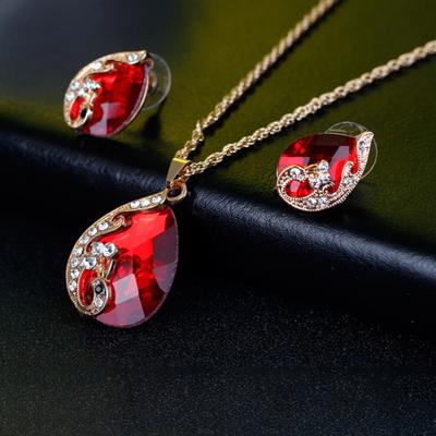 1 Set Charming Necklace Perfect Gifts Drop Peacock Rhinestone Earring Ring