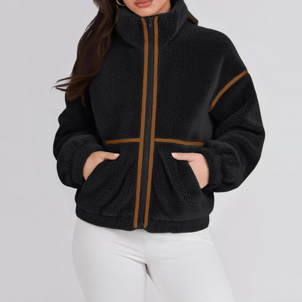 Women's Fashionable And Comfortable Regular Thick Collar Coat Top Plush Warm Coat