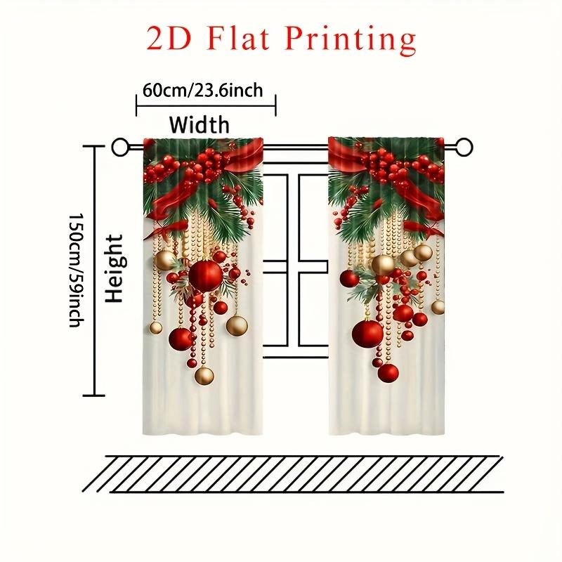 2 Adet Polyester Noel Direği Çantası Baskılı Pencere Perdesi Doğum Günü Partisi Dekorasyonu Arka Plan Perdeleri Oturma Odası İçin