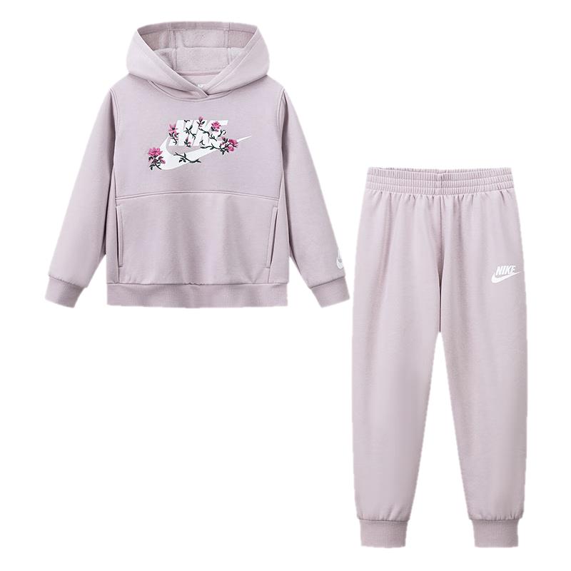

Nike Комплект из флисовой толстовки с капюшоном и брюк для девочек с цветочным принтом 130/64
