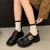 Fashion British Style Metal Buckle Women Low Heels Shoes 2025 New Fashionable Daily Dress Up Flat Shoes Outside Casual Comfortable Shoes